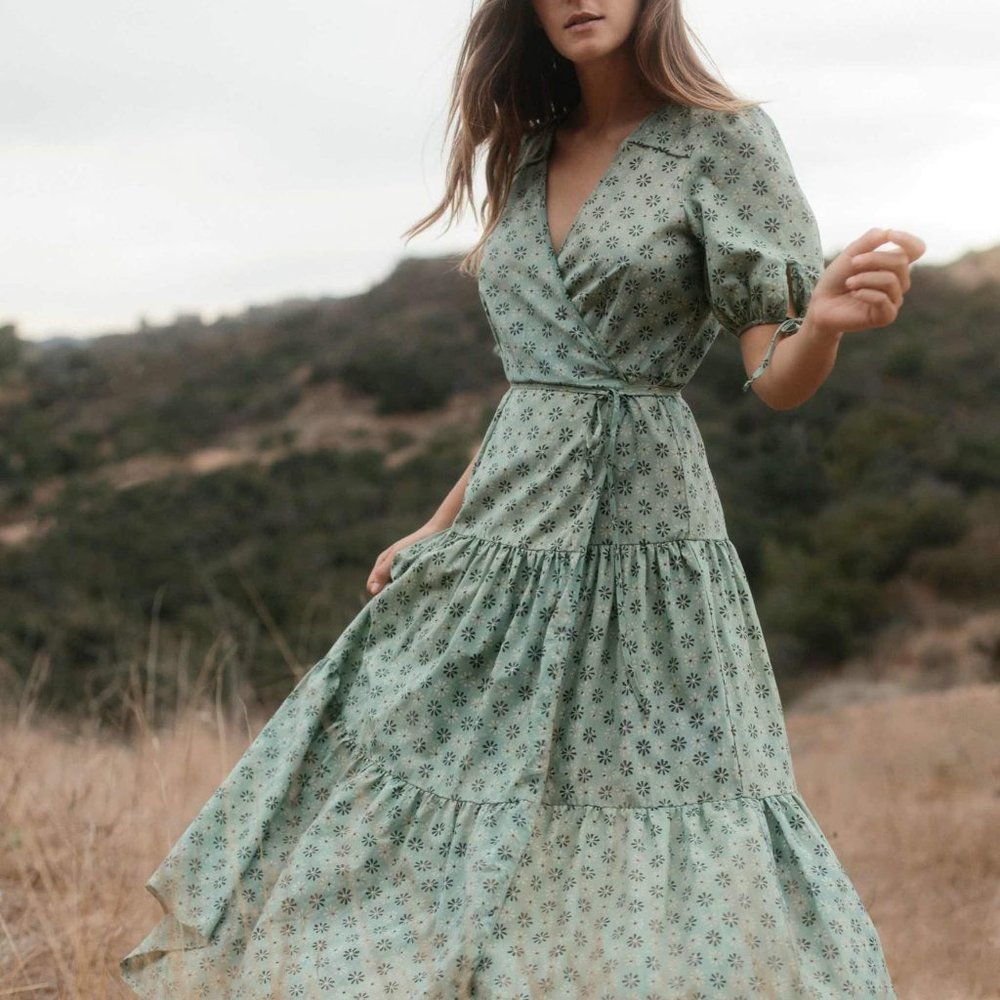 Christy Dawn Augusta Dress, Mint Daisy Field, Sz M